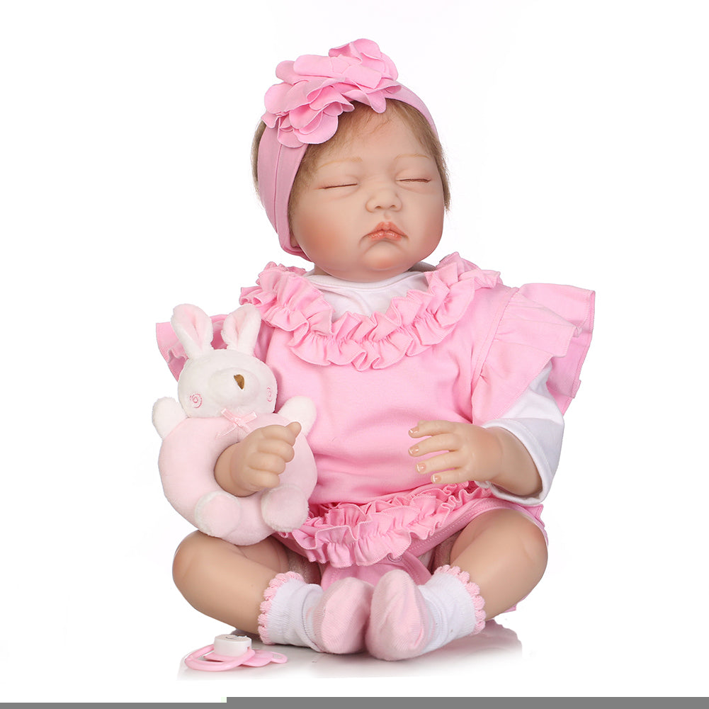 55cm Sleeping Girl Reborn Baby Soft Vinyl Silicone Doll Children Accompany Toy