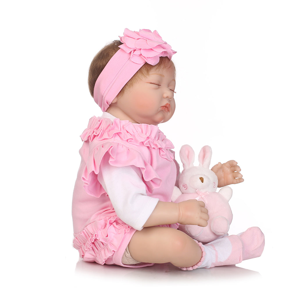 55cm Sleeping Girl Reborn Baby Soft Vinyl Silicone Doll Children Accompany Toy