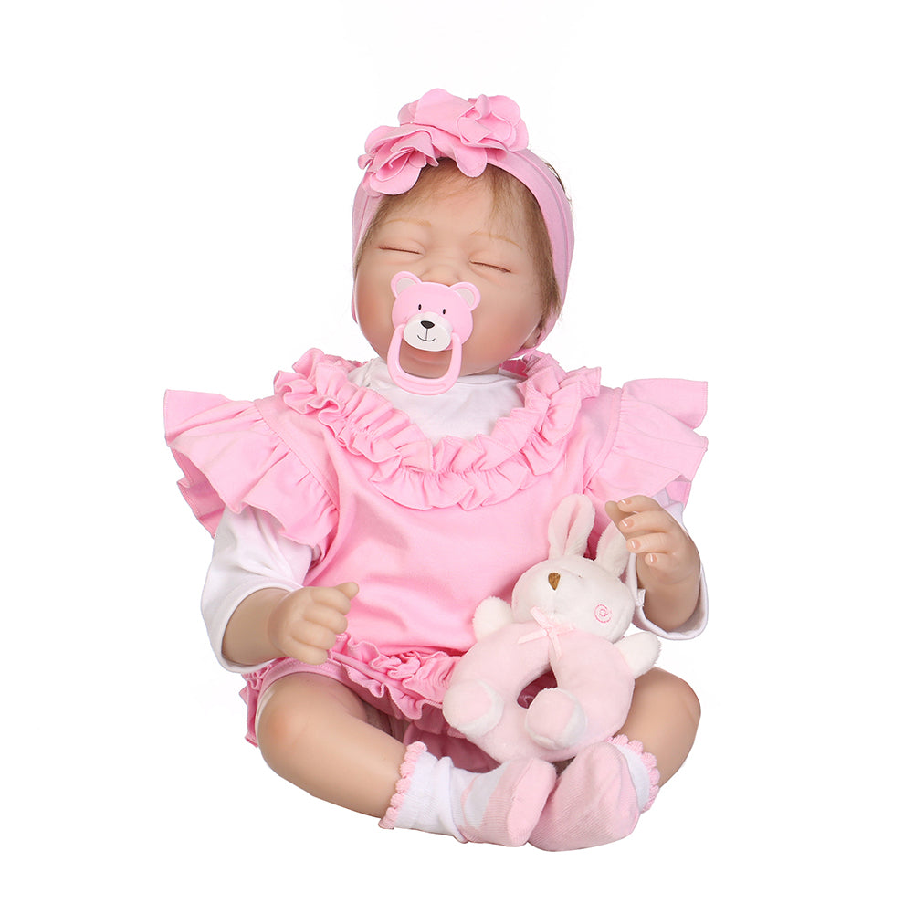 55cm Sleeping Girl Reborn Baby Soft Vinyl Silicone Doll Children Accompany Toy