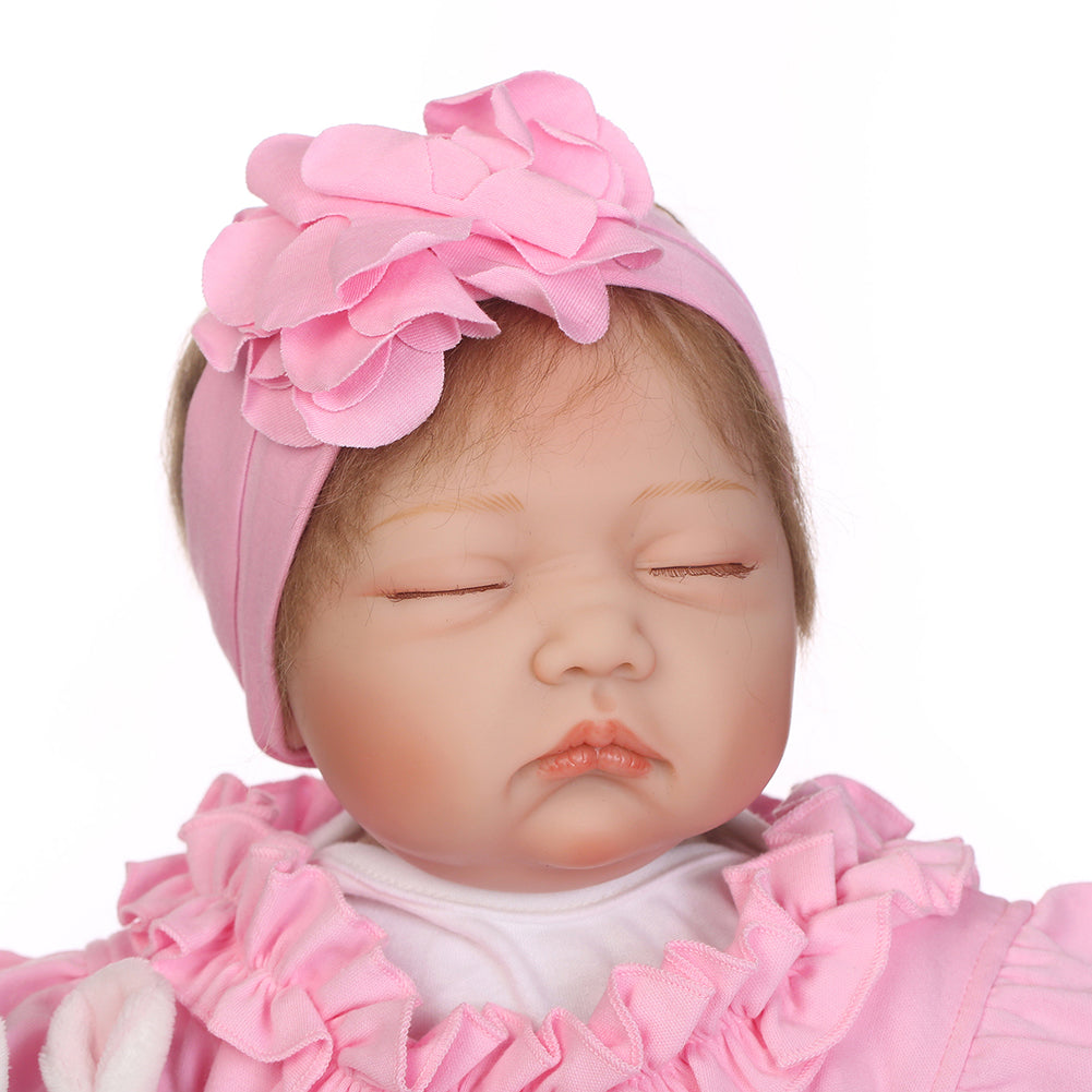 55cm Sleeping Girl Reborn Baby Soft Vinyl Silicone Doll Children Accompany Toy