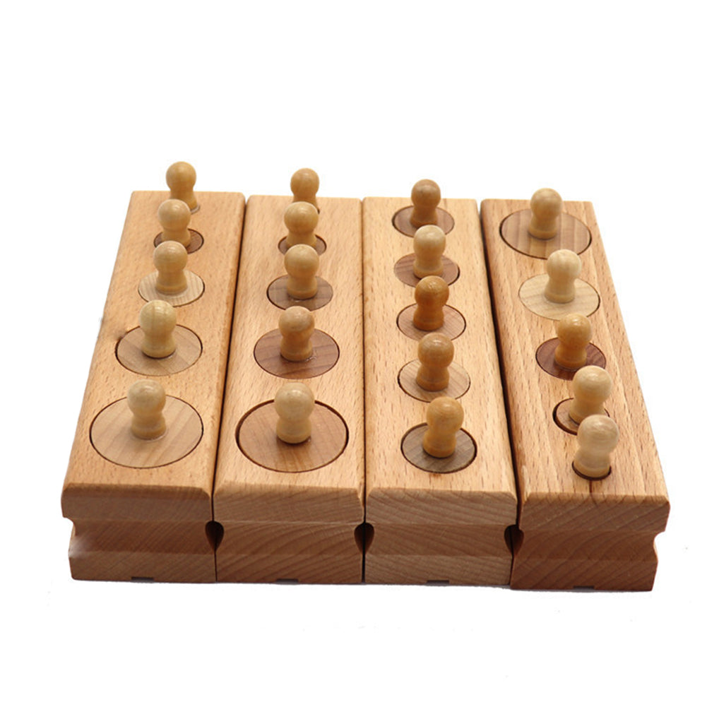 Wooden Montessori Teaching Cylinder Socket Blocks Children Kids Educational Toys