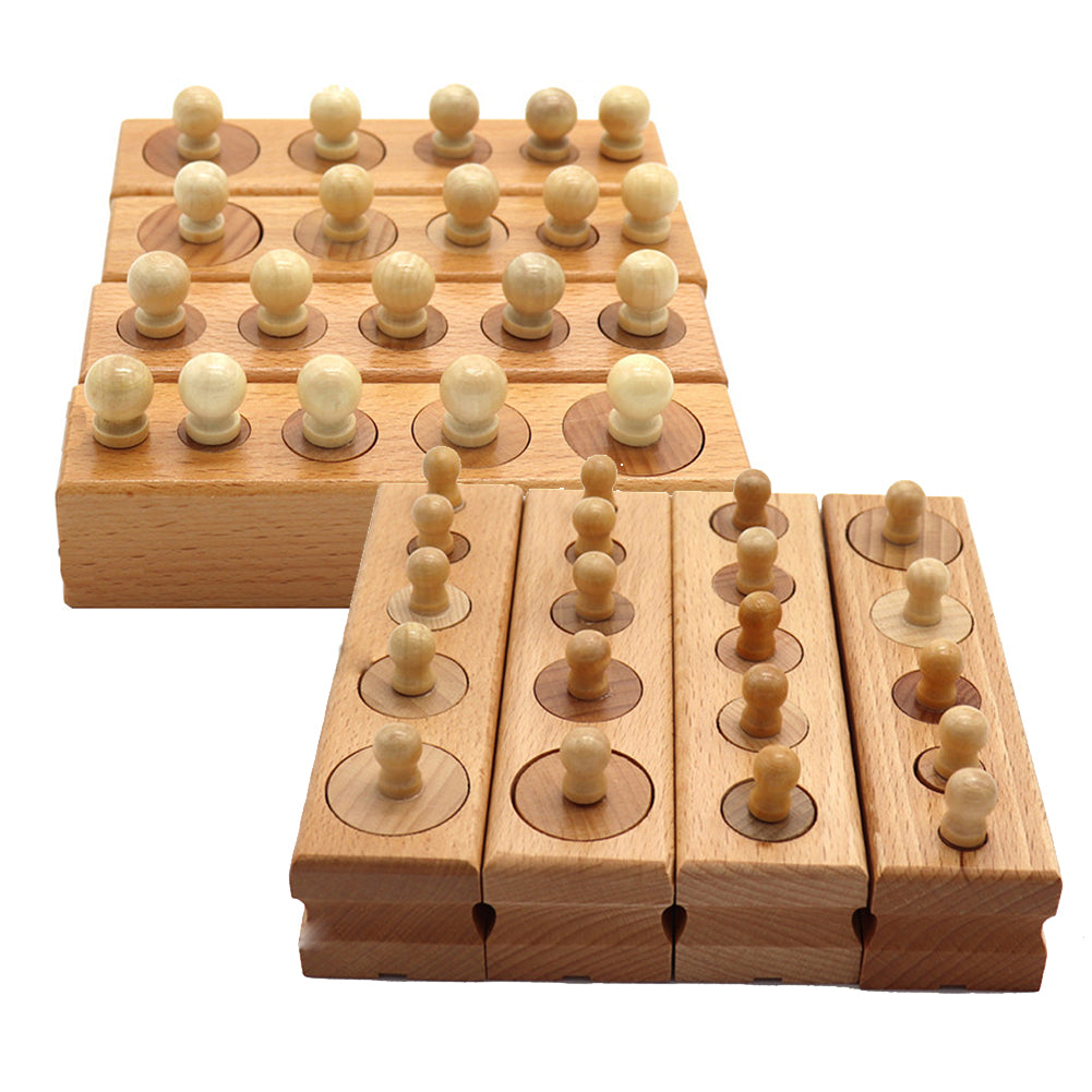 Wooden Montessori Teaching Cylinder Socket Blocks Children Kids Educational Toys