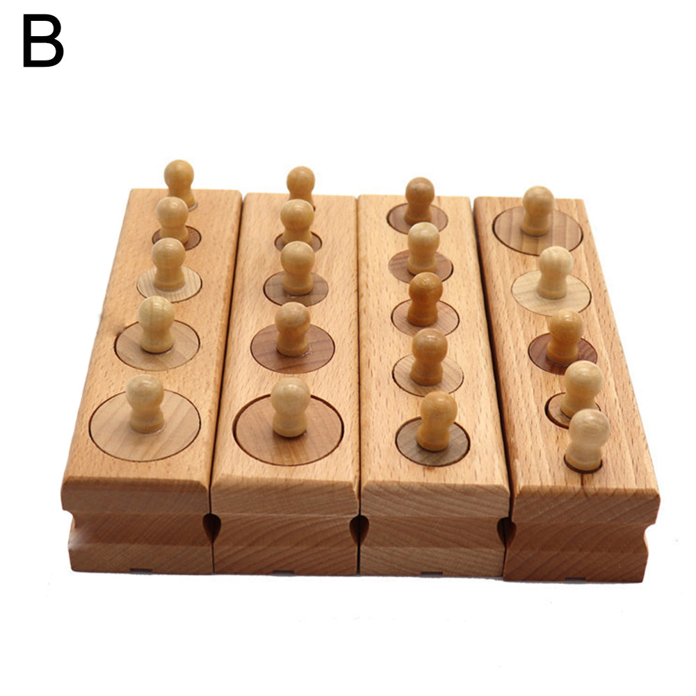 Wooden Montessori Teaching Cylinder Socket Blocks Children Kids Educational Toys