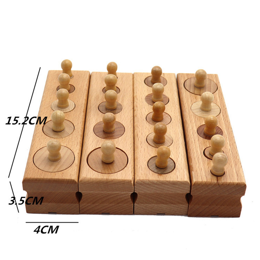 Wooden Montessori Teaching Cylinder Socket Blocks Children Kids Educational Toys