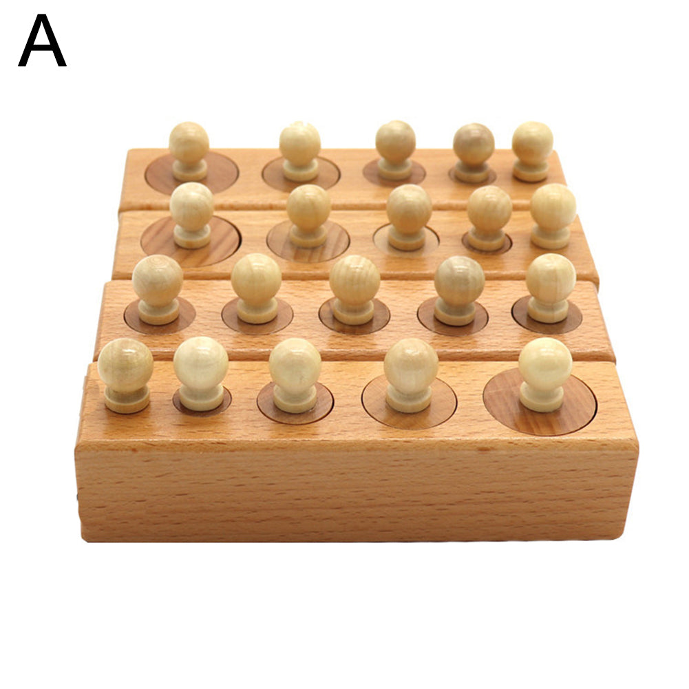 Wooden Montessori Teaching Cylinder Socket Blocks Children Kids Educational Toys