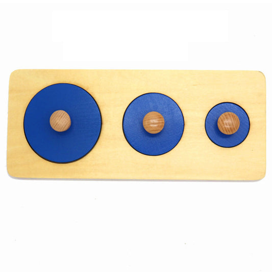 Wooden 3 Circles Baby Grasping Panel Board Puzzle Kids Preschool Educational Toy