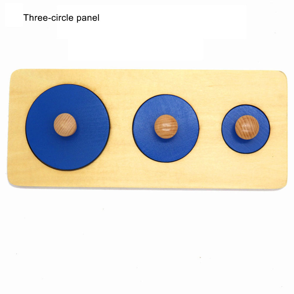 Wooden 3 Circles Baby Grasping Panel Board Puzzle Kids Preschool Educational Toy