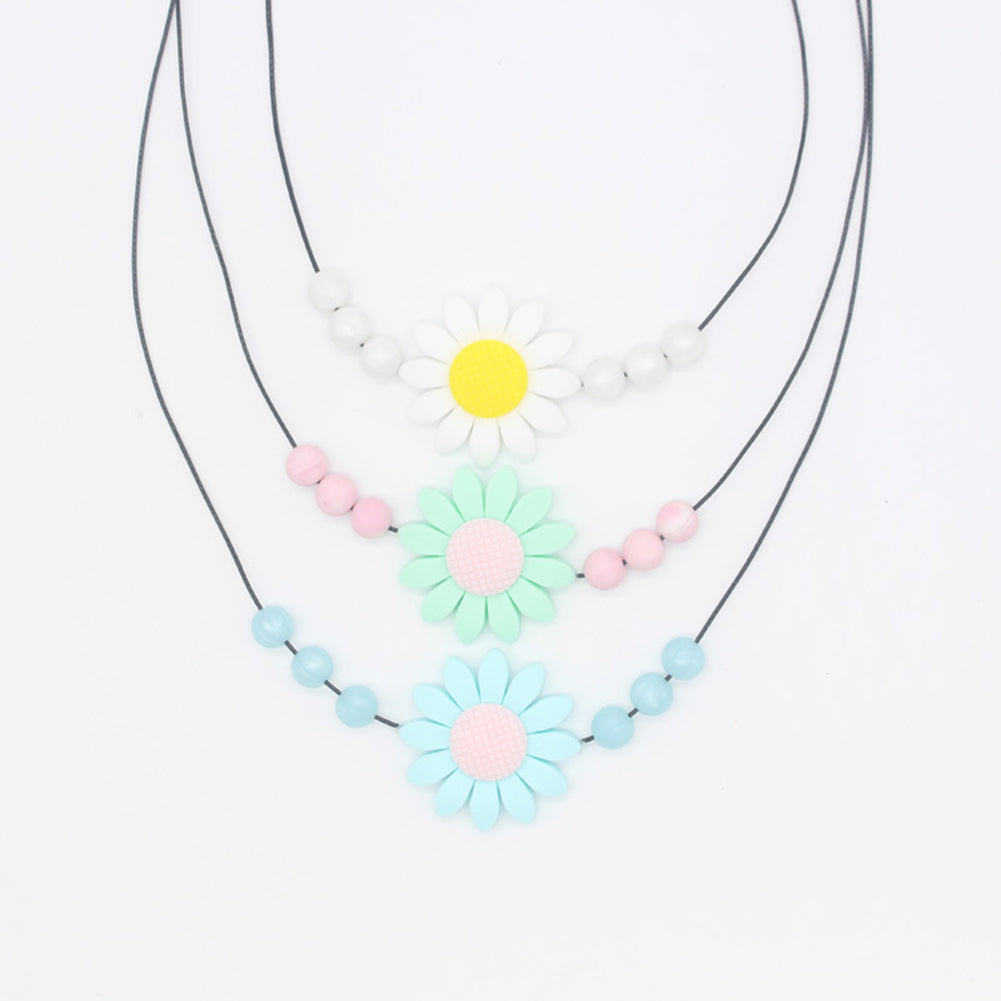 Infant Baby Lovely Sunflower Beads Silicone Pendant Necklace Chewing Teether Toy