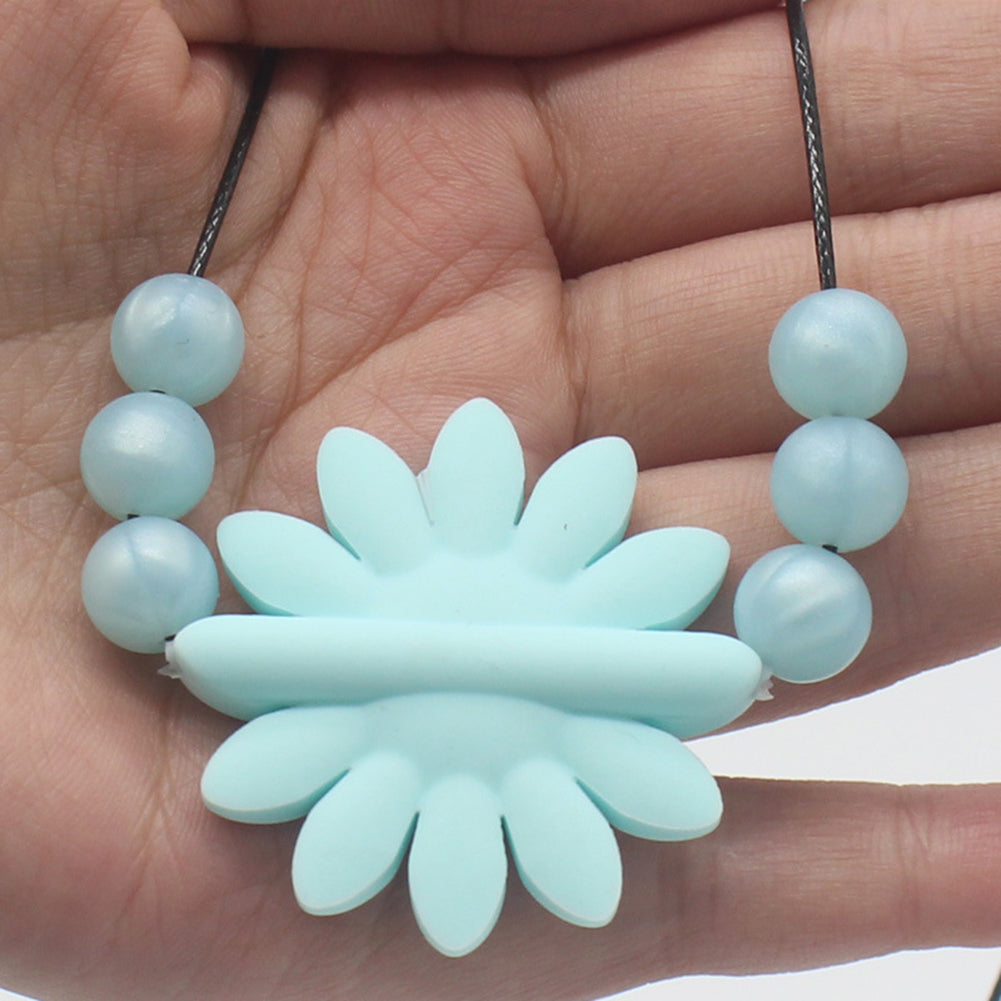 Infant Baby Lovely Sunflower Beads Silicone Pendant Necklace Chewing Teether Toy