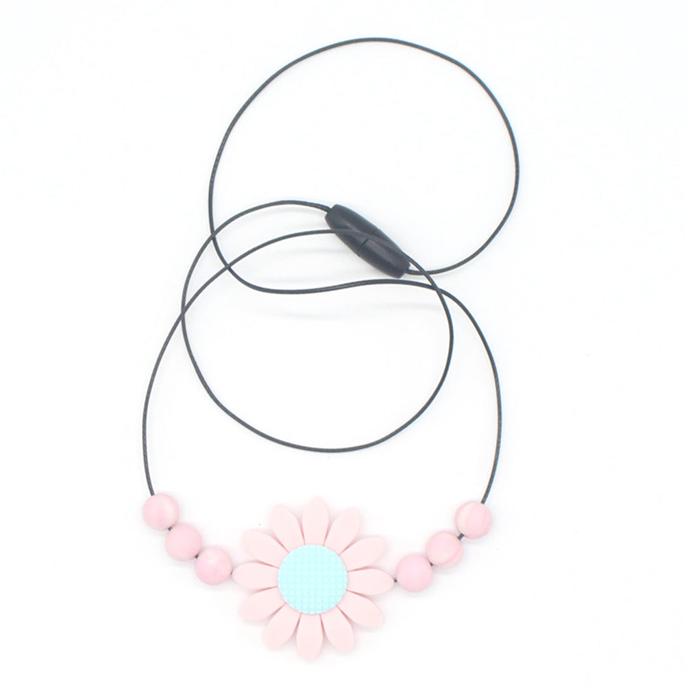Infant Baby Lovely Sunflower Beads Silicone Pendant Necklace Chewing Teether Toy