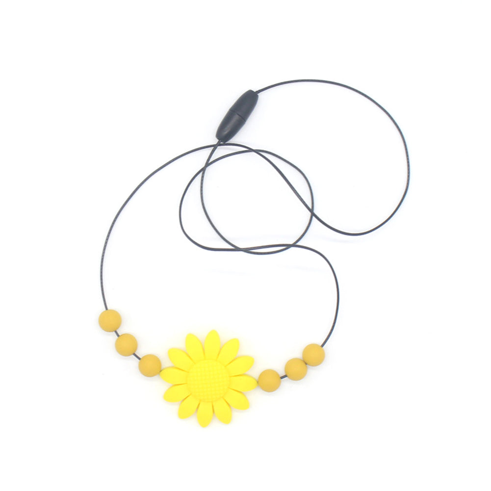 Infant Baby Lovely Sunflower Beads Silicone Pendant Necklace Chewing Teether Toy