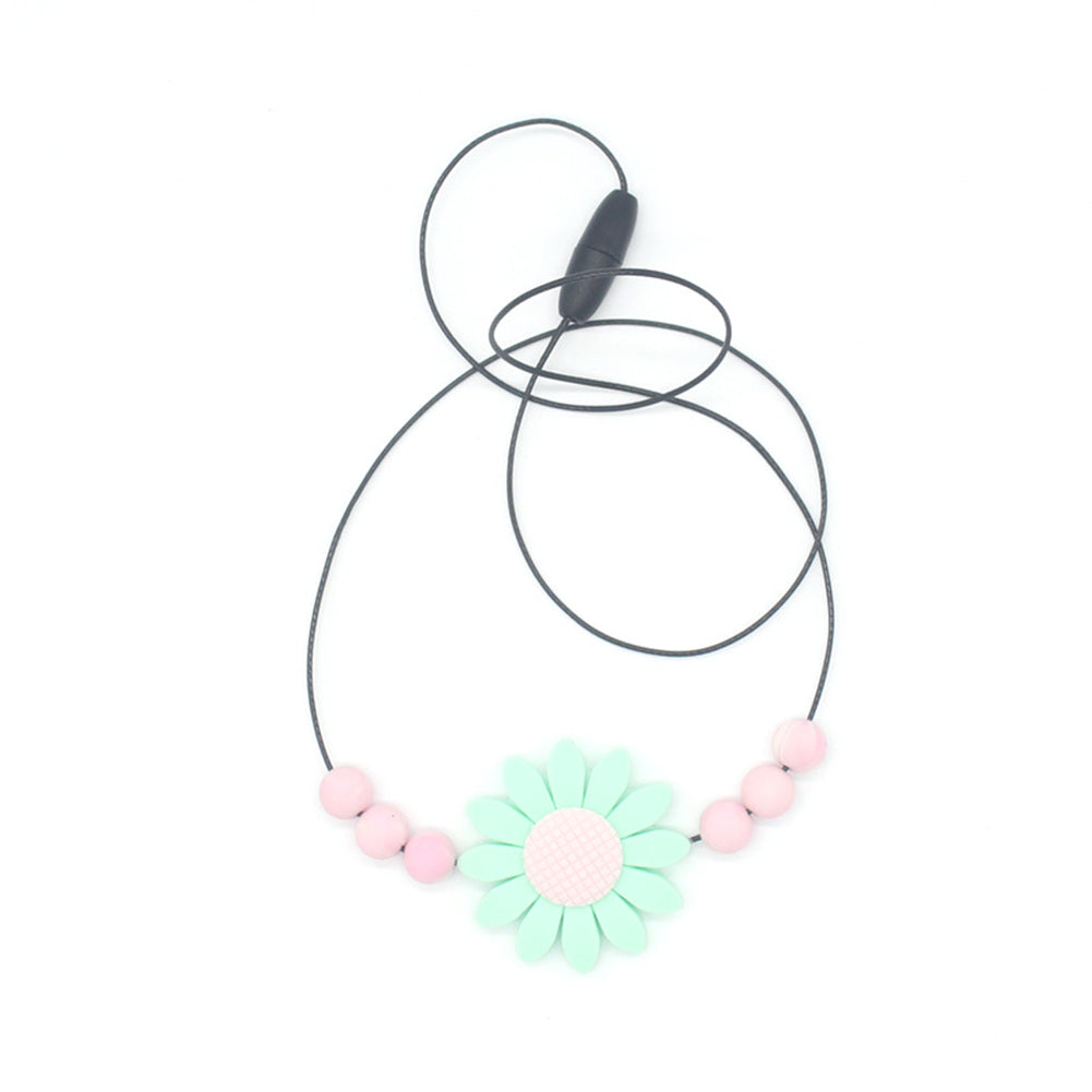 Infant Baby Lovely Sunflower Beads Silicone Pendant Necklace Chewing Teether Toy