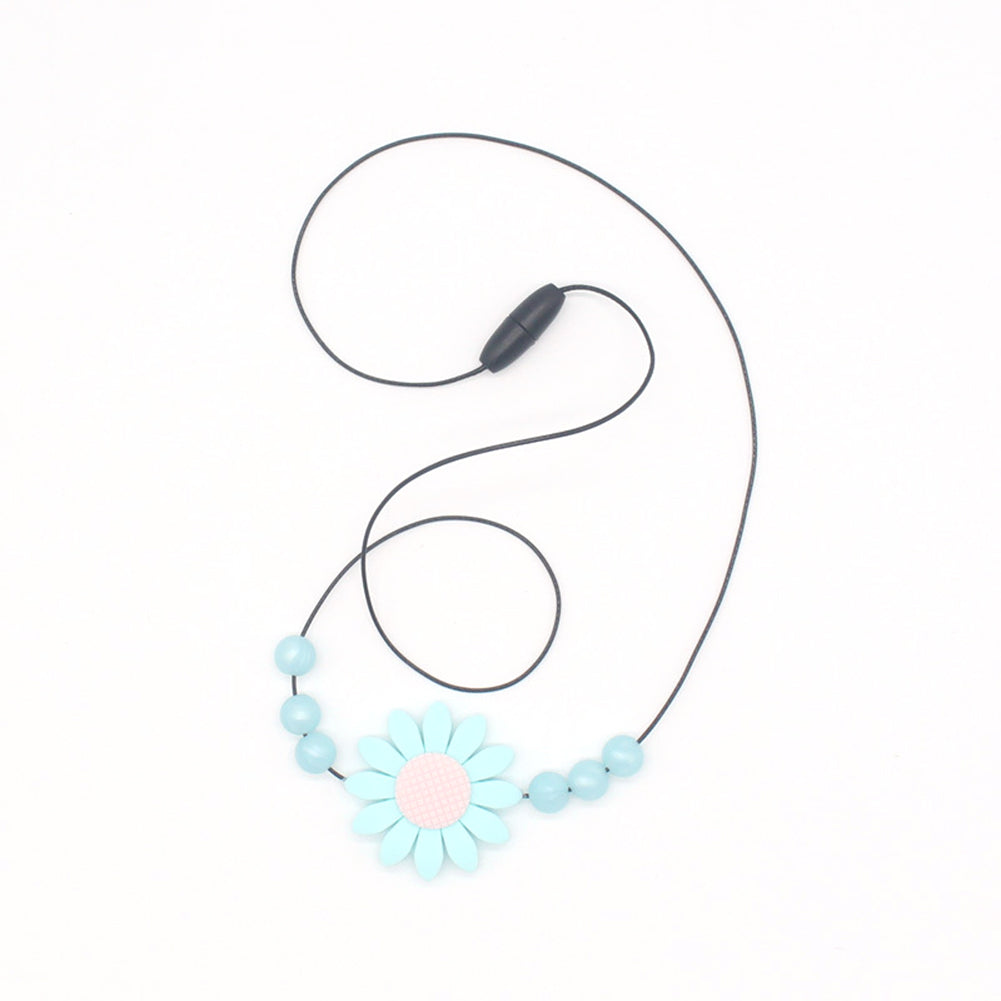 Infant Baby Lovely Sunflower Beads Silicone Pendant Necklace Chewing Teether Toy