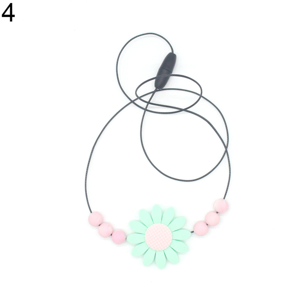 Infant Baby Lovely Sunflower Beads Silicone Pendant Necklace Chewing Teether Toy