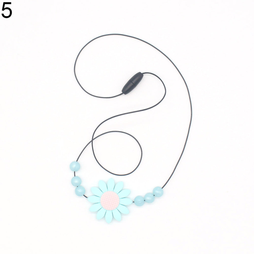 Infant Baby Lovely Sunflower Beads Silicone Pendant Necklace Chewing Teether Toy