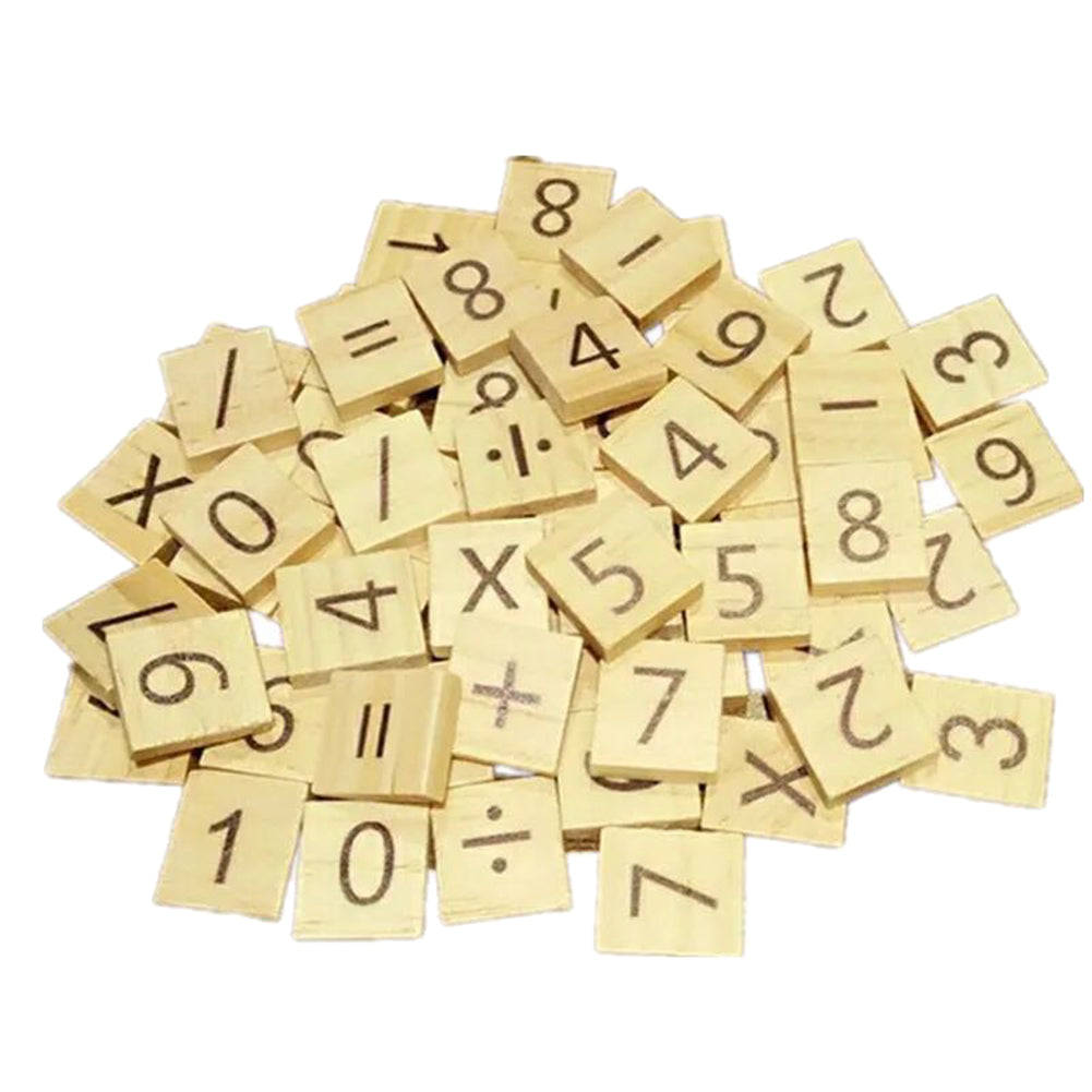 100Pcs Educational Wooden Numbers Alphabets English Letters Scrabble Tiles