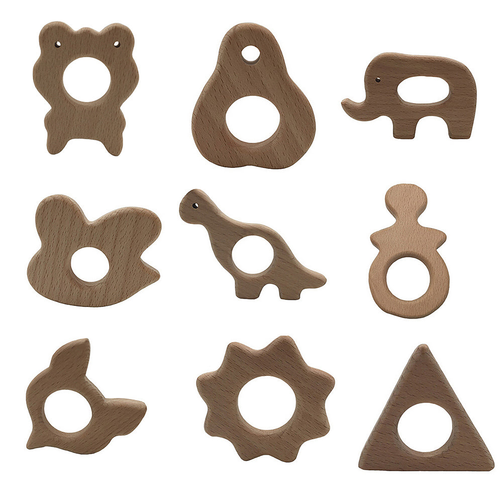 Baby Infant Wooden Cartoon Frog Elephant Rabbit Sun Teether Toddler Chewing Toy