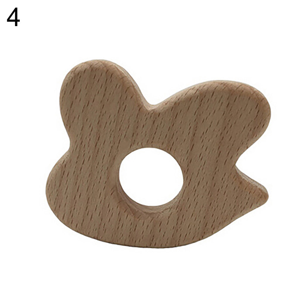 Baby Infant Wooden Cartoon Frog Elephant Rabbit Sun Teether Toddler Chewing Toy