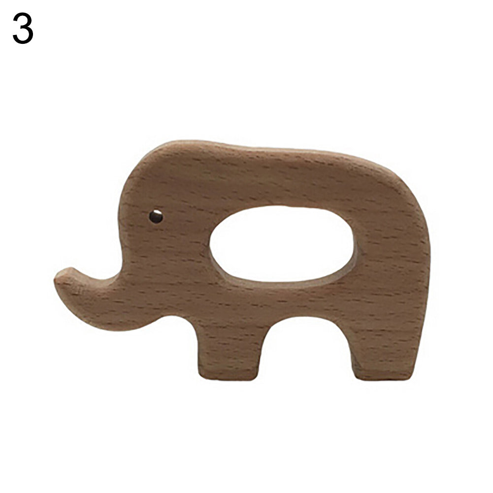 Baby Infant Wooden Cartoon Frog Elephant Rabbit Sun Teether Toddler Chewing Toy
