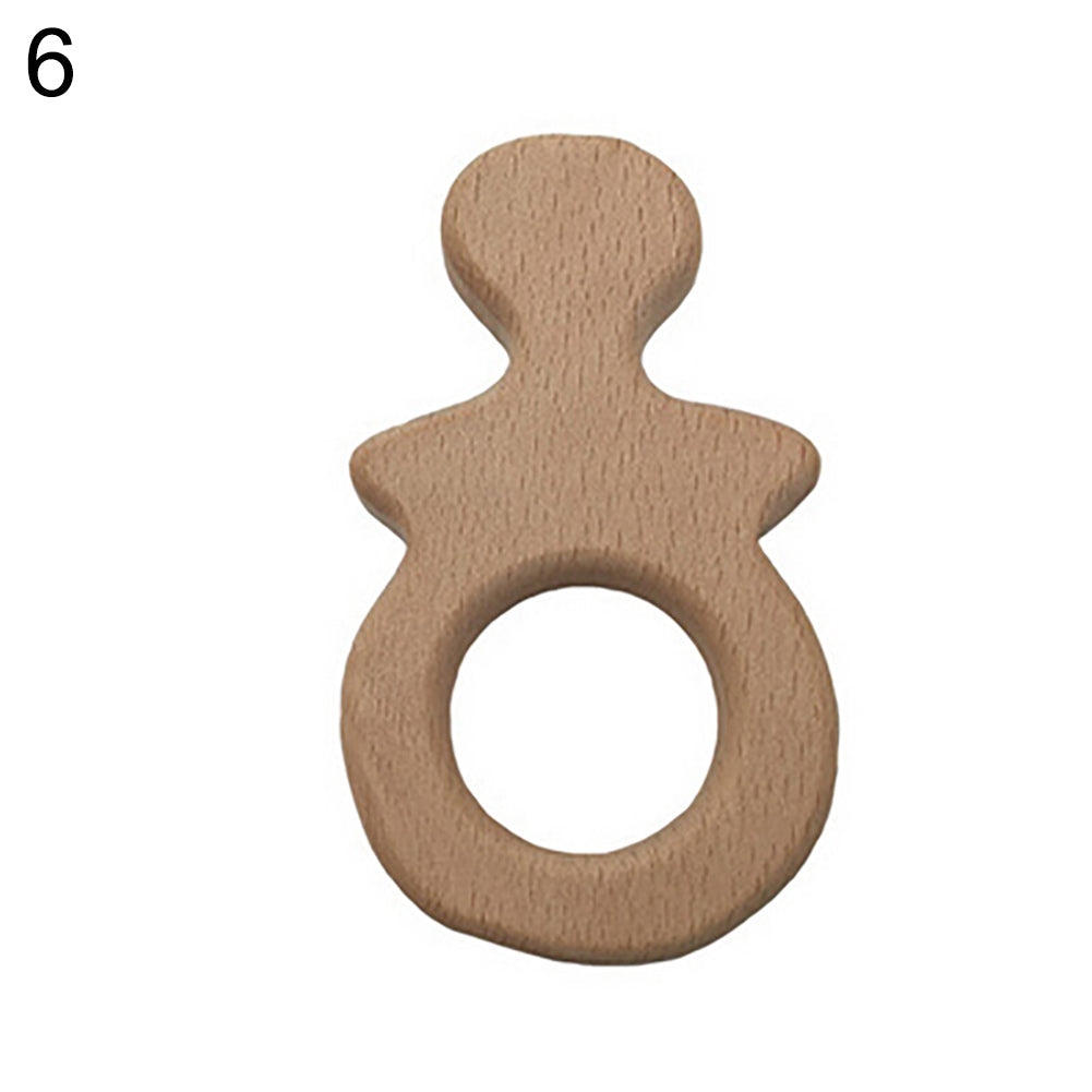 Baby Infant Wooden Cartoon Frog Elephant Rabbit Sun Teether Toddler Chewing Toy