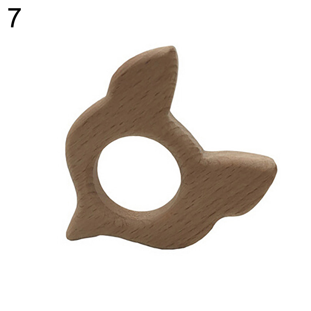 Baby Infant Wooden Cartoon Frog Elephant Rabbit Sun Teether Toddler Chewing Toy