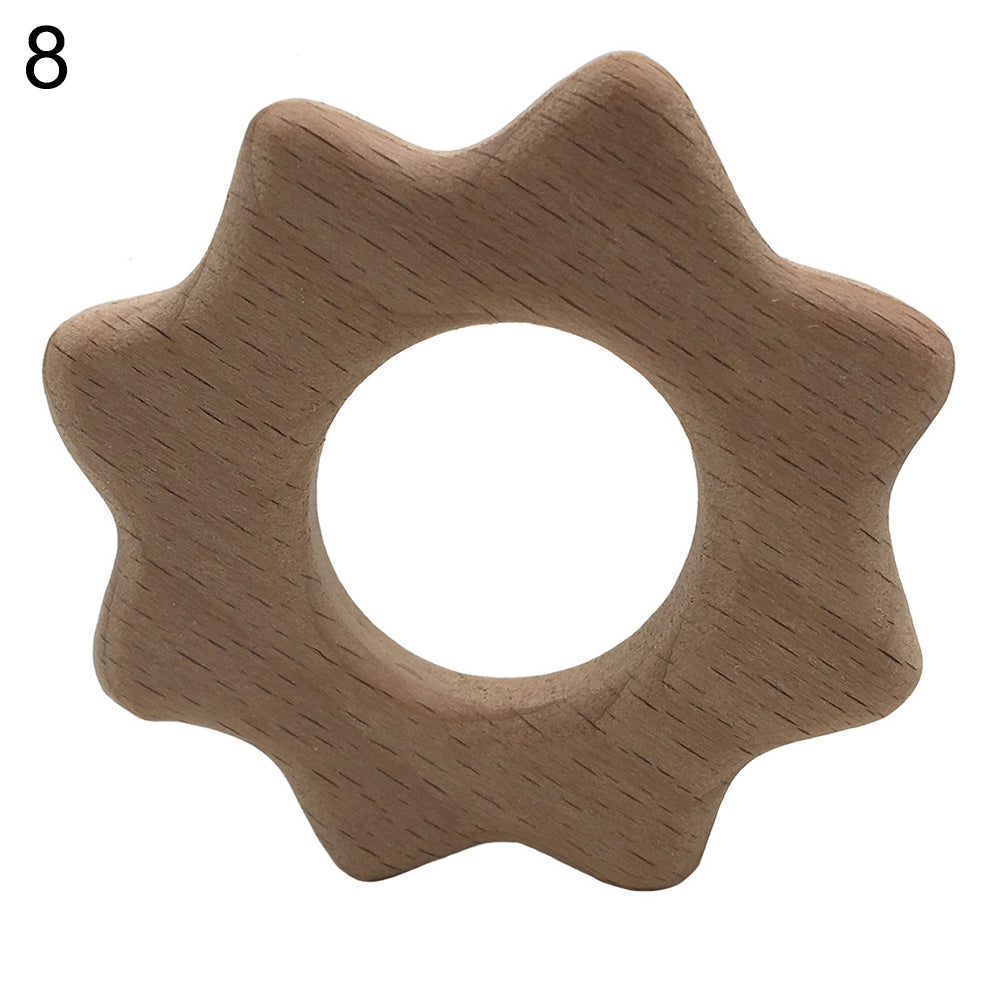 Baby Infant Wooden Cartoon Frog Elephant Rabbit Sun Teether Toddler Chewing Toy