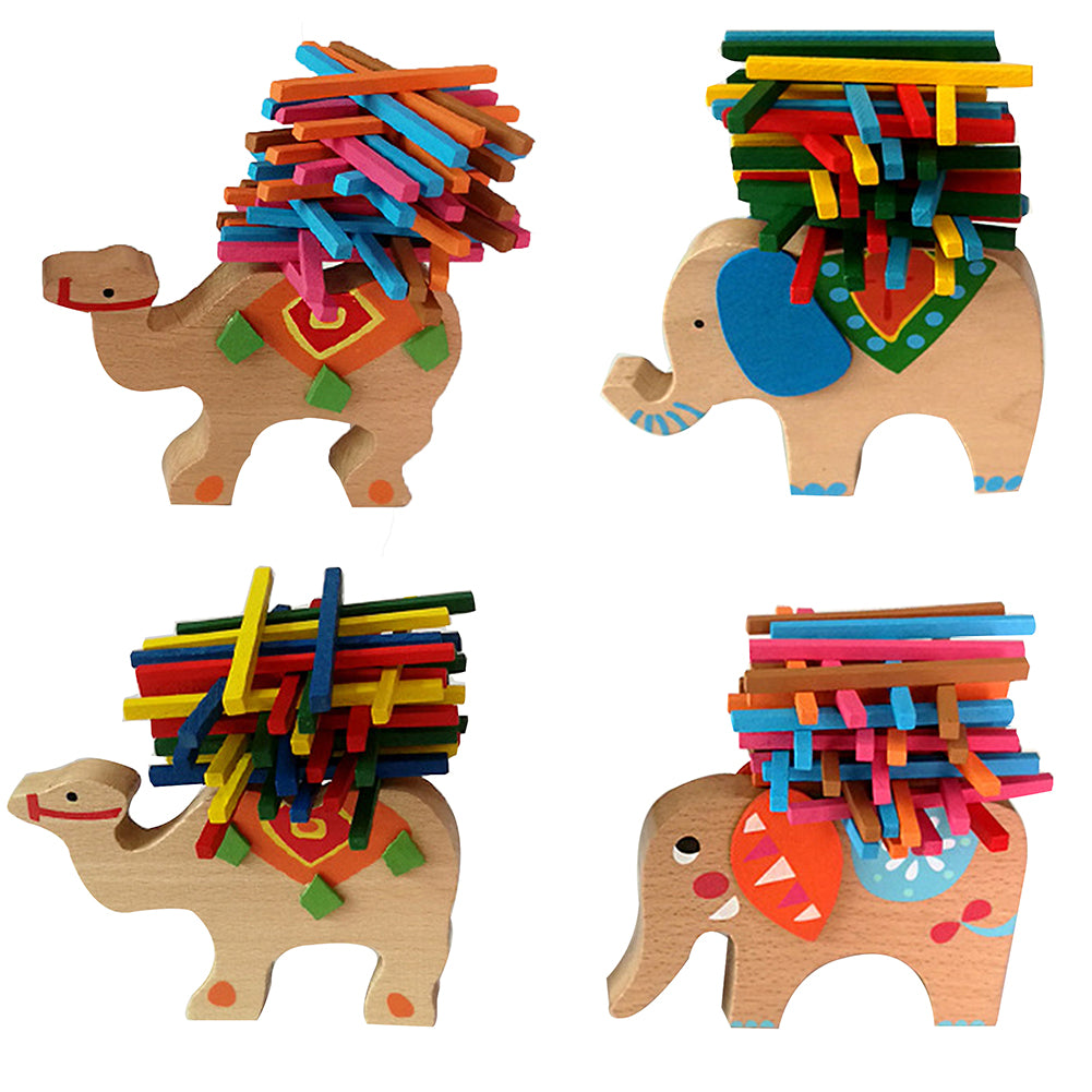 Colorful Baby Toys Educational Elephant Camel Balancing Blocks Wooden Kids Game