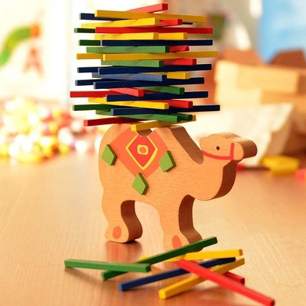 Colorful Baby Toys Educational Elephant Camel Balancing Blocks Wooden Kids Game
