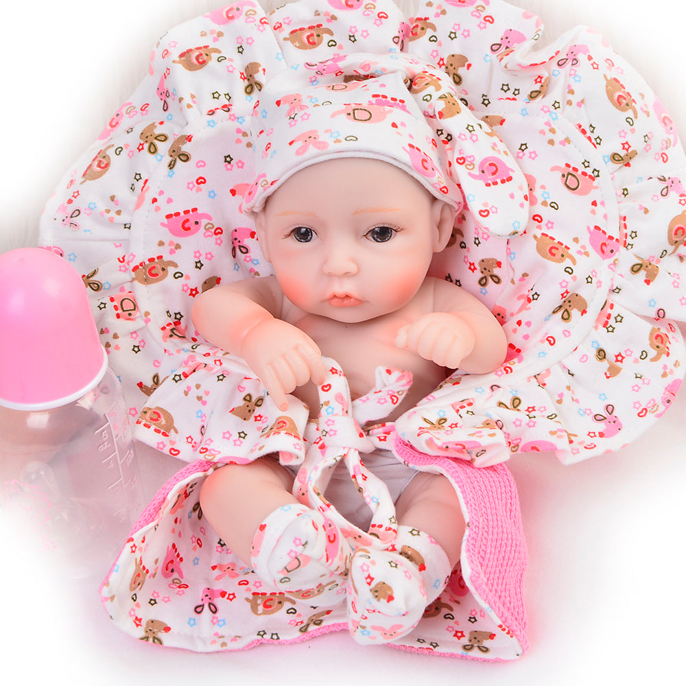 26cm Lifelike Mini Reborn Dolls Full Body Silicone Vinyl Reborn Babies 11inch Girl Birthday Gifts Educational