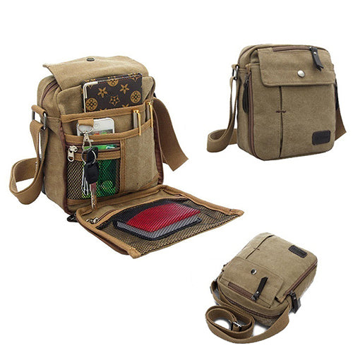 Men's Vintage Canvas Multifunction Travel Satchel Casual Messenger Shoulder Bag