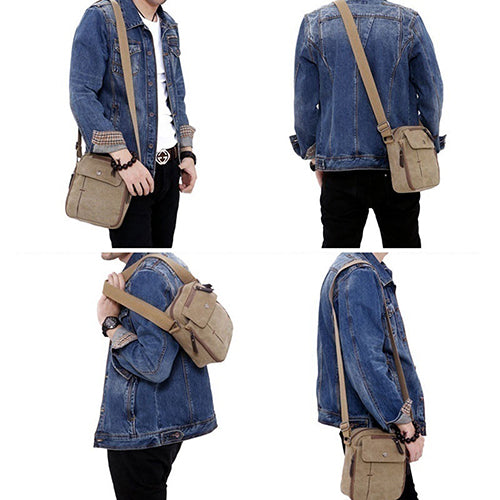 Men's Vintage Canvas Multifunction Travel Satchel Casual Messenger Shoulder Bag