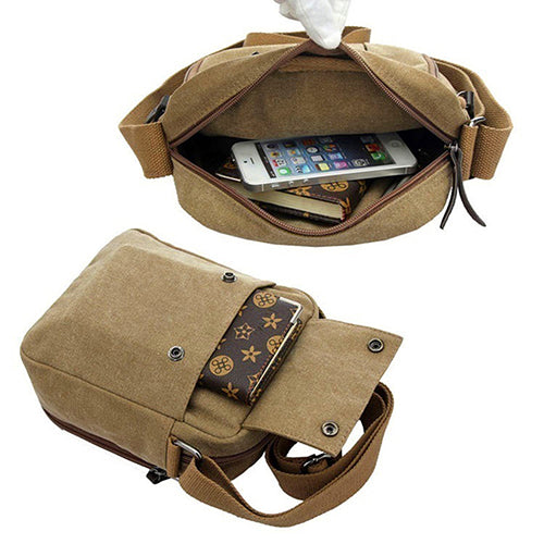 Men's Vintage Canvas Multifunction Travel Satchel Casual Messenger Shoulder Bag