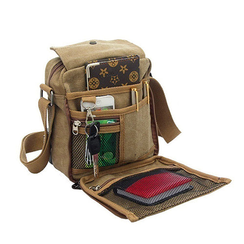Men's Vintage Canvas Multifunction Travel Satchel Casual Messenger Shoulder Bag