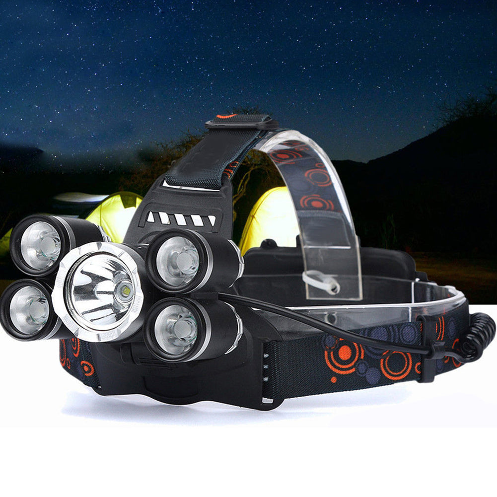 Outdoor Waterproof 35000lm 5x T6 LED Headlamp Headlight Flashlight Head Lamp