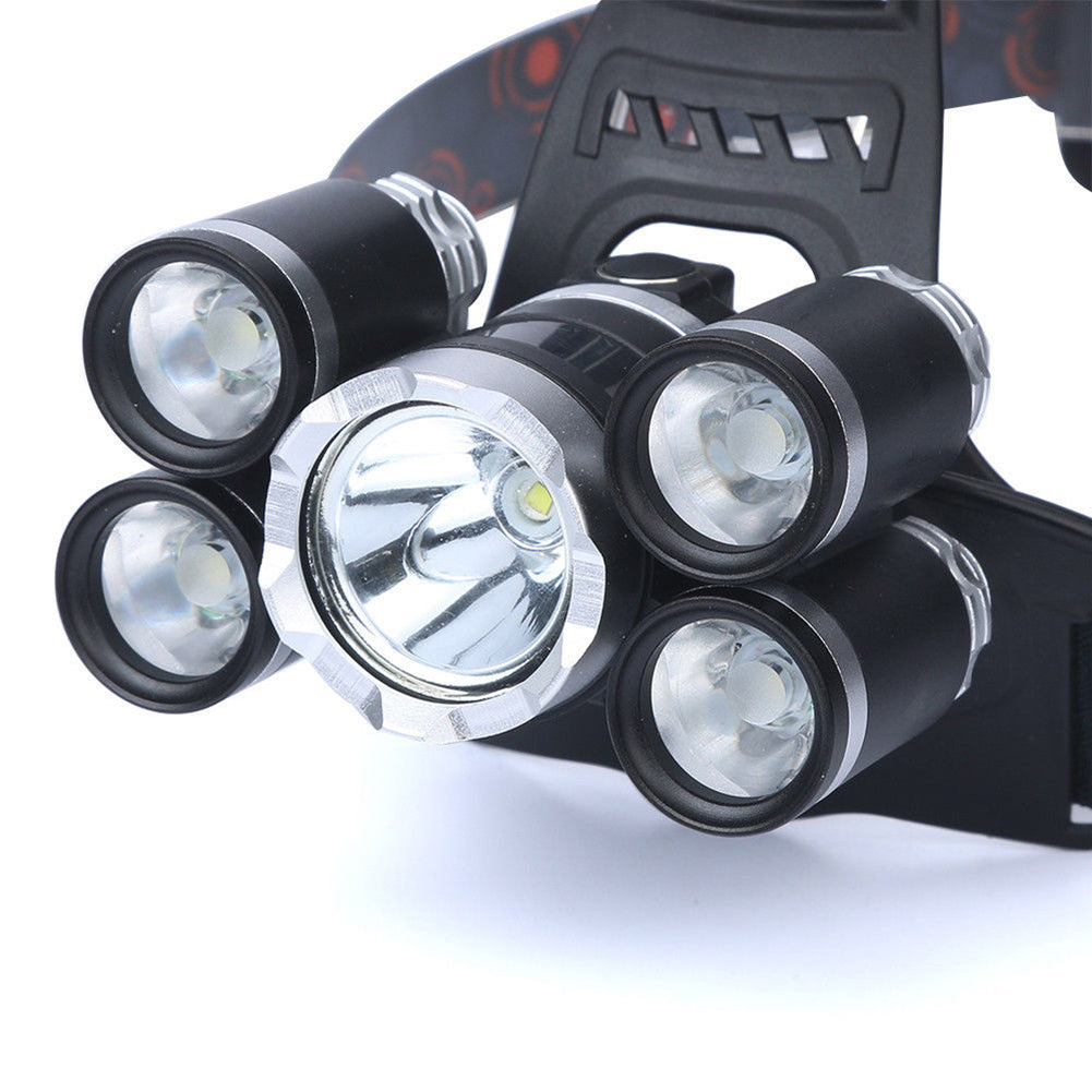 Outdoor Waterproof 35000lm 5x T6 LED Headlamp Headlight Flashlight Head Lamp