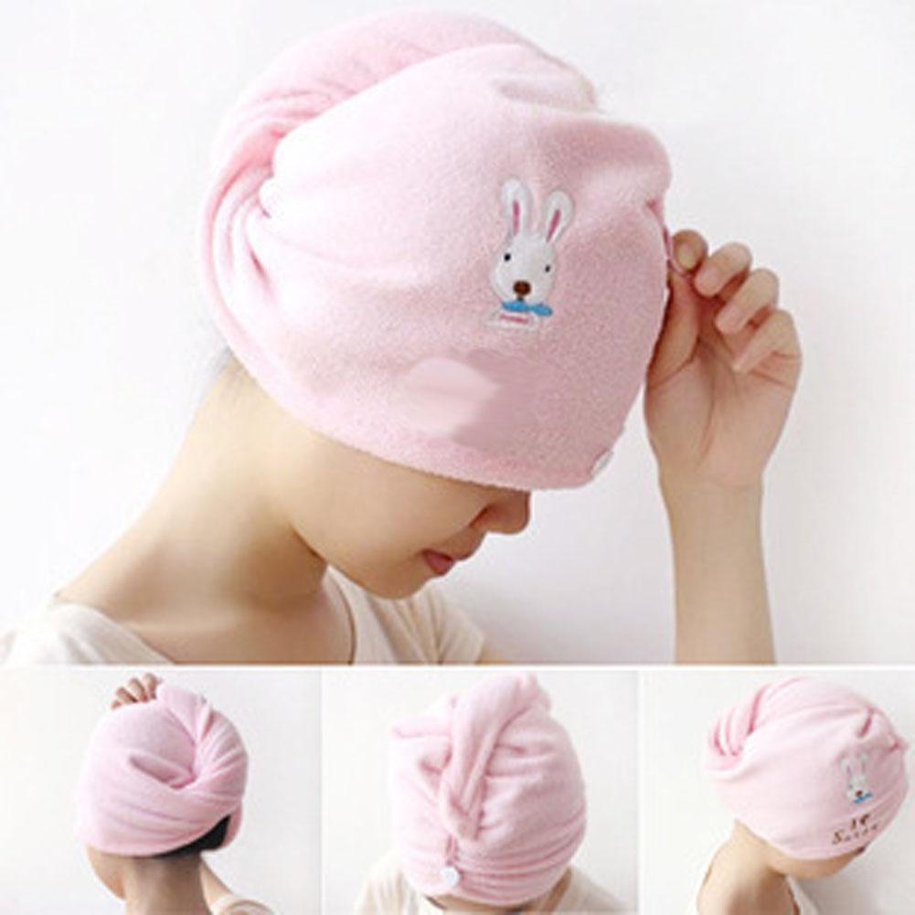 Women Bath Soft Microfiber Quick Hair-drying Cap/Towel Wrap Turban Hat Spa