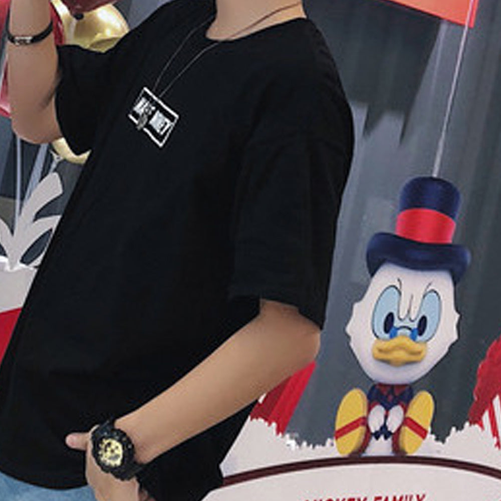 Couples men and women new short-sleeved real shot Hong Kong short-sleeved T-shirt men and women funny print five-point sleeves