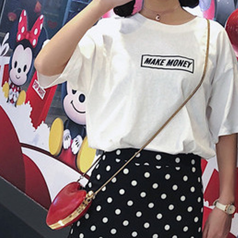 Couples men and women new short-sleeved real shot Hong Kong short-sleeved T-shirt men and women funny print five-point sleeves