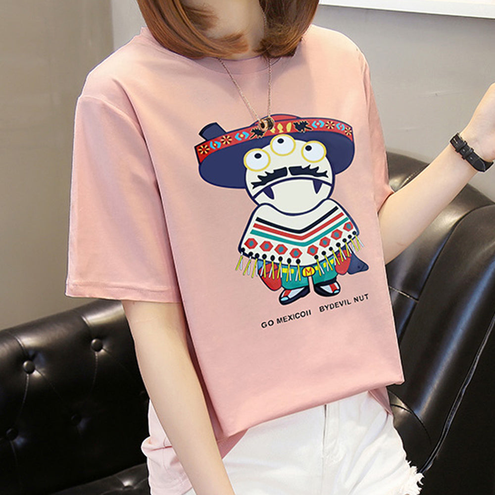 Cotton new summer Slim white wild lovers wear students loose Korean t-shirt female