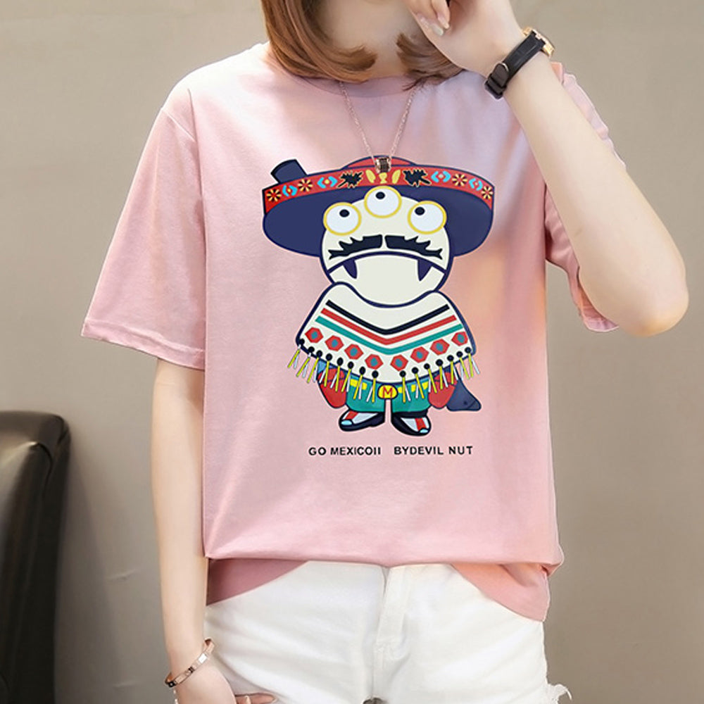 Cotton new summer Slim white wild lovers wear students loose Korean t-shirt female