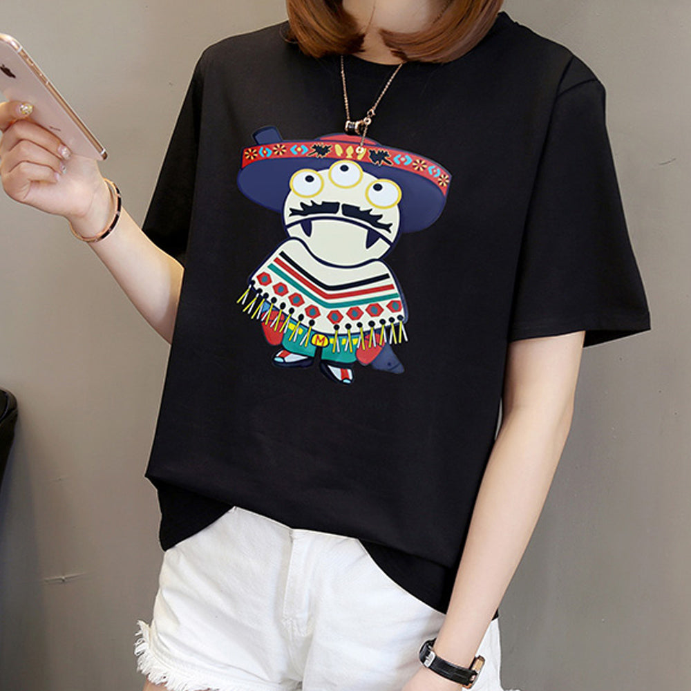 Cotton new summer Slim white wild lovers wear students loose Korean t-shirt female