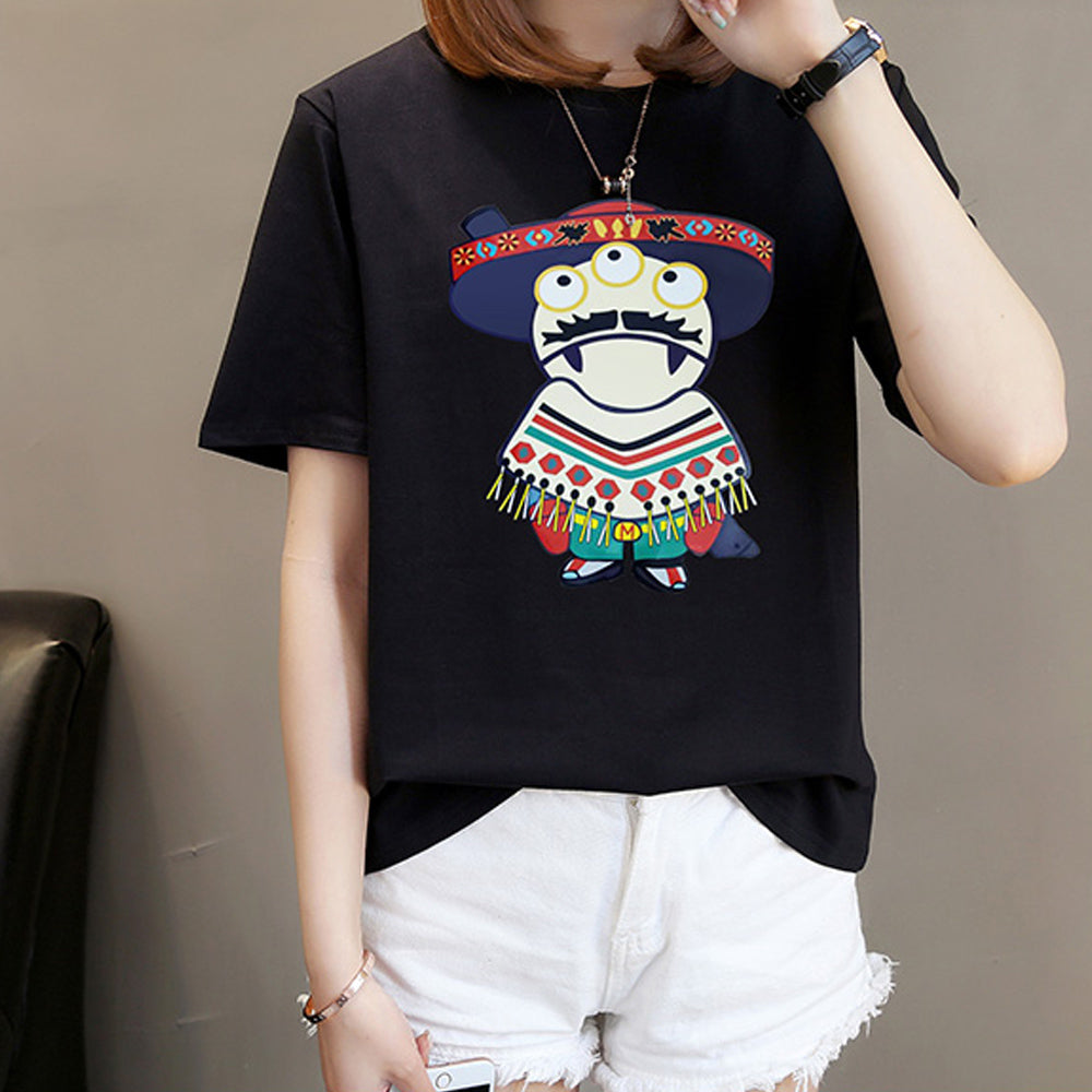 Cotton new summer Slim white wild lovers wear students loose Korean t-shirt female