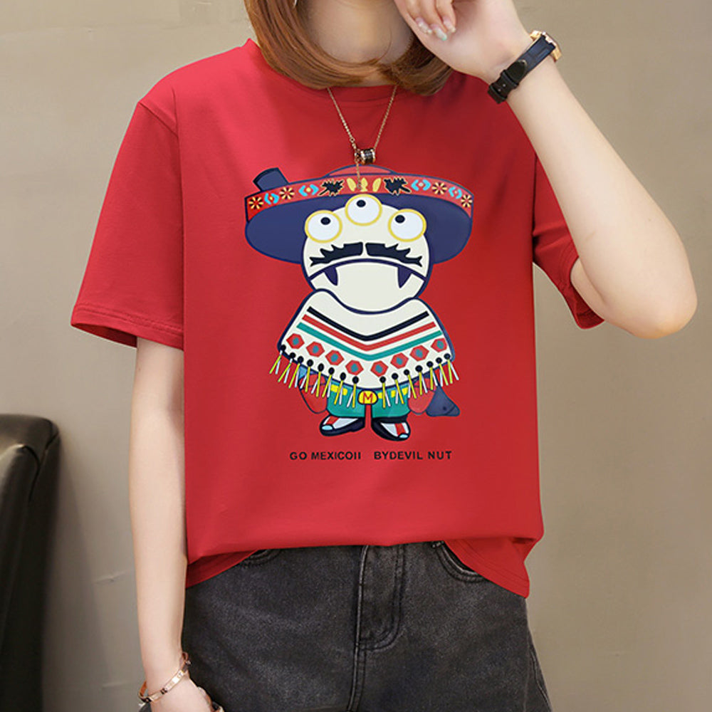 Cotton new summer Slim white wild lovers wear students loose Korean t-shirt female