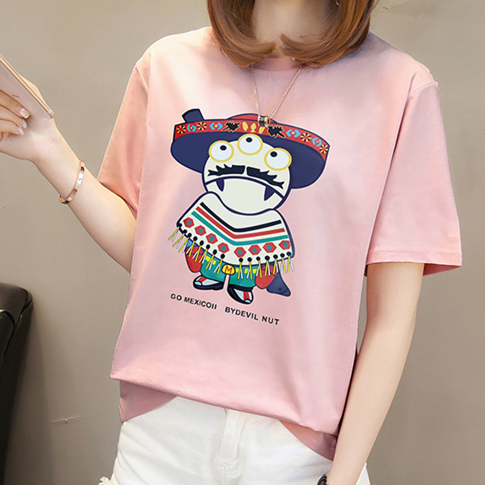 Cotton new summer Slim white wild lovers wear students loose Korean t-shirt female