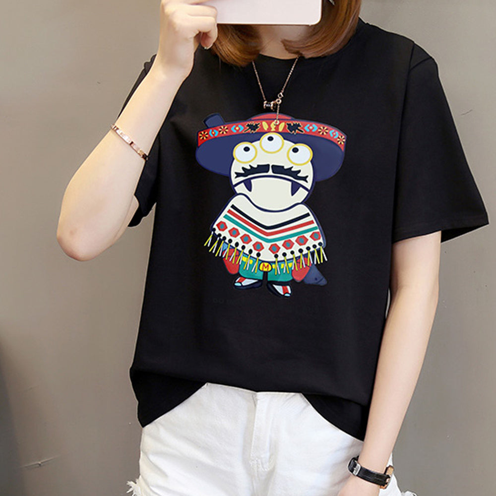 Cotton new summer Slim white wild lovers wear students loose Korean t-shirt female