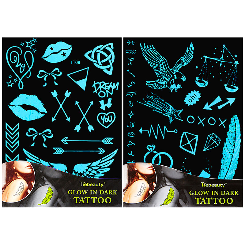 2pcs luminous tattoo stickers fluorescent personality tattoo stickers