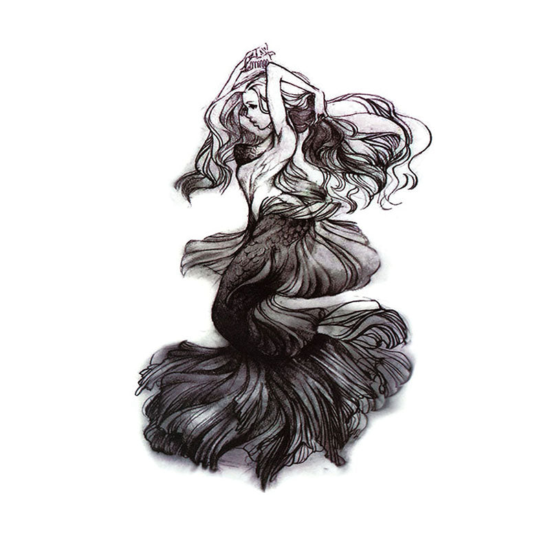 Ladies Flower Arm Tattoo Sticker Mermaid Pattern Personality Environmental Simulation Tattoo Sticker Scar Cover