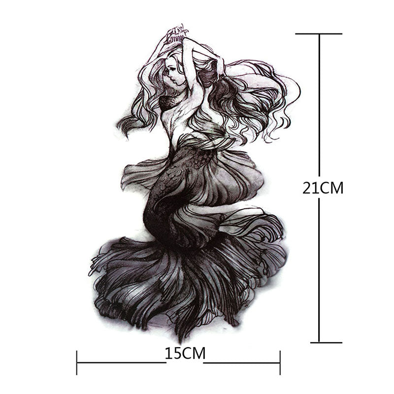Ladies Flower Arm Tattoo Sticker Mermaid Pattern Personality Environmental Simulation Tattoo Sticker Scar Cover