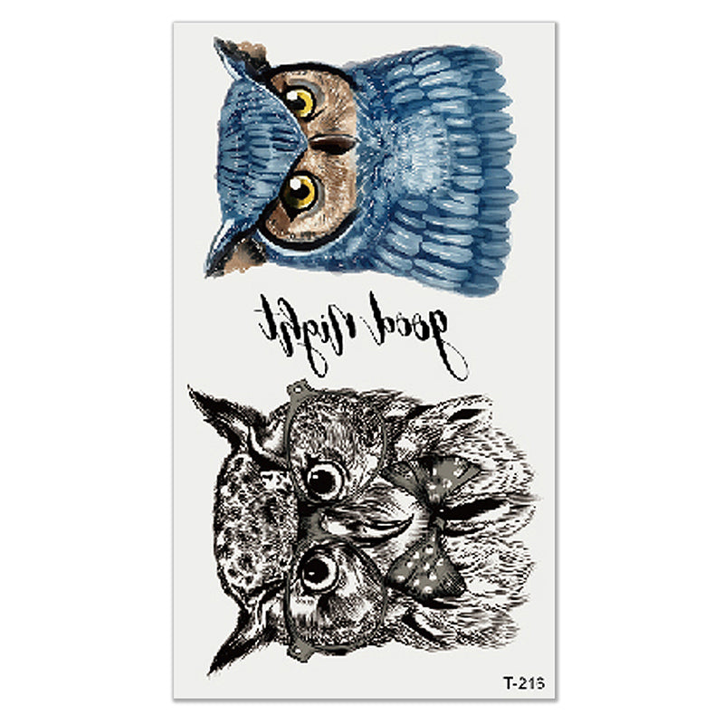 5pcs combination animal owl flower tattoo stickers men and women personality non-toxic temporary tattoo stickers