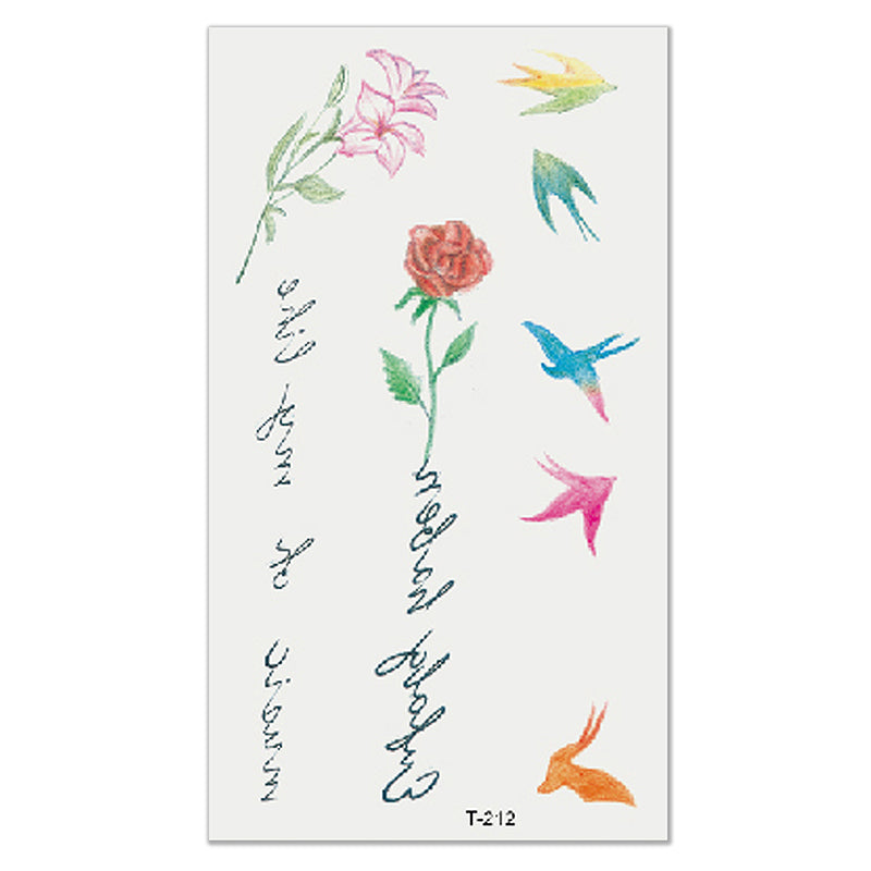 5pcs combination animal owl flower tattoo stickers men and women personality non-toxic temporary tattoo stickers